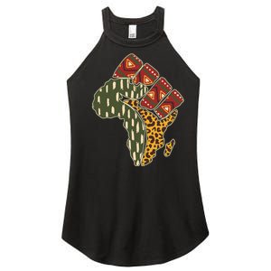 African Patterns Protest Fist Women’s Perfect Tri Rocker Tank