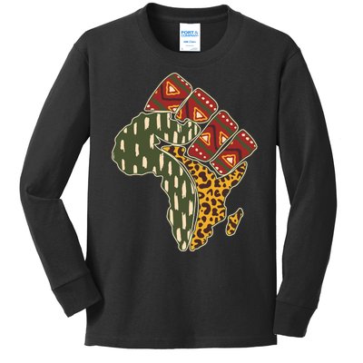 African Patterns Protest Fist Kids Long Sleeve Shirt