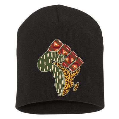 African Patterns Protest Fist Short Acrylic Beanie