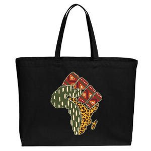 African Patterns Protest Fist Cotton Canvas Jumbo Tote