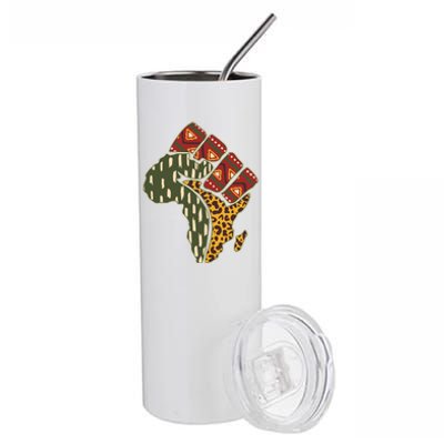 African Patterns Protest Fist Stainless Steel Tumbler