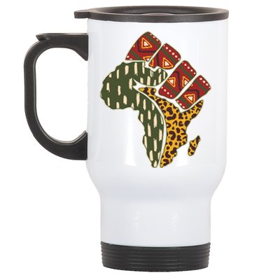 African Patterns Protest Fist Stainless Steel Travel Mug