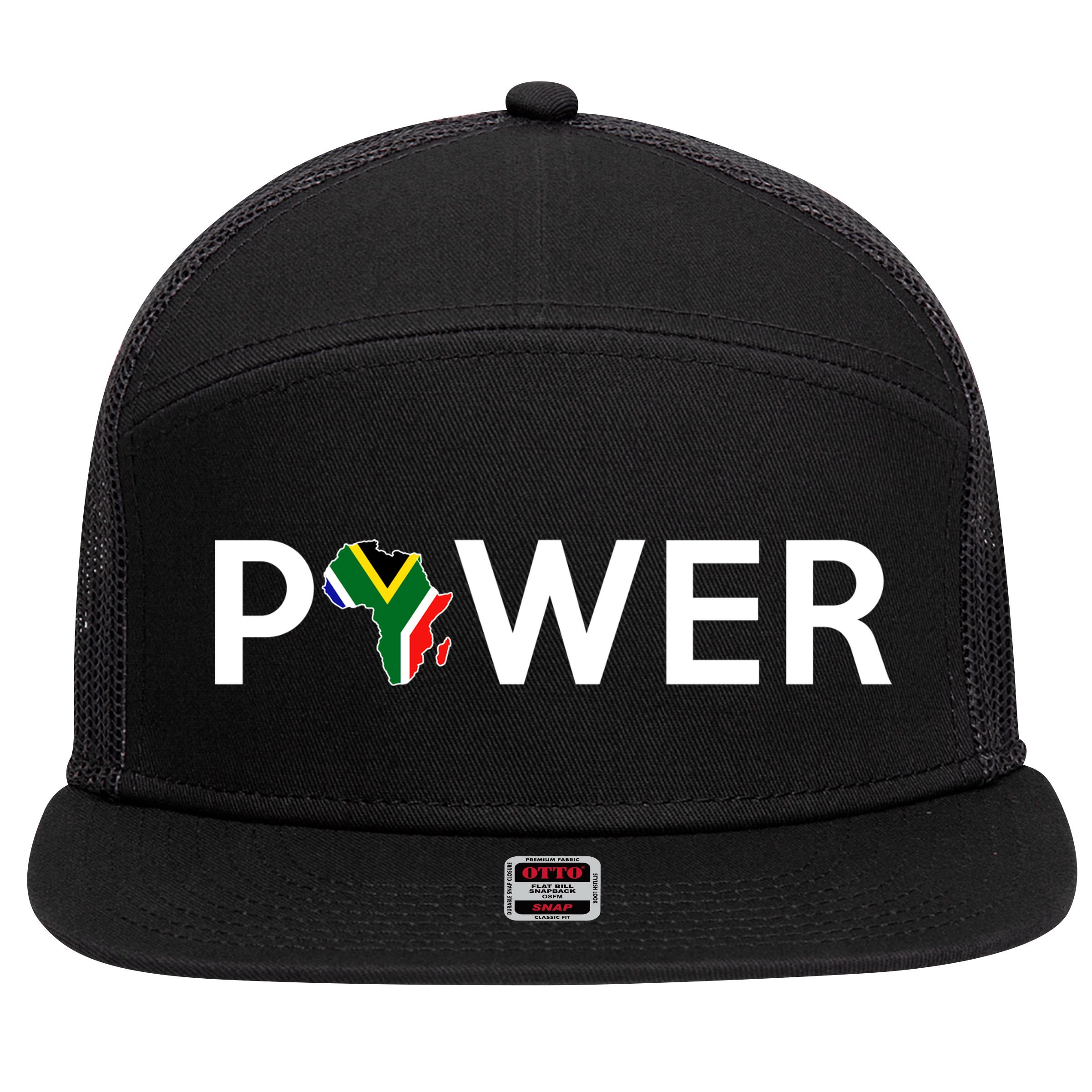 African Power 7 Panel Mesh Trucker Snapback Hat
