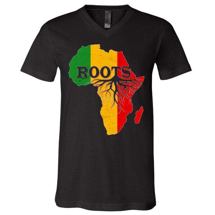 African Roots Black History Month V-Neck T-Shirt