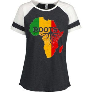 African Roots Black History Month Enza Ladies Jersey Colorblock Tee