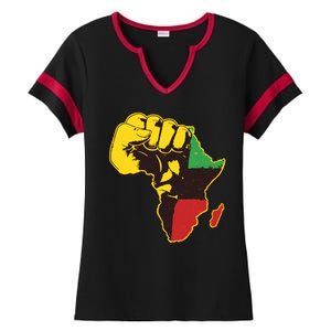 African Traditional Colors Protest Fist Ladies Halftime Notch Neck Tee