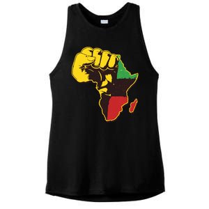 African Traditional Colors Protest Fist Ladies PosiCharge Tri-Blend Wicking Tank