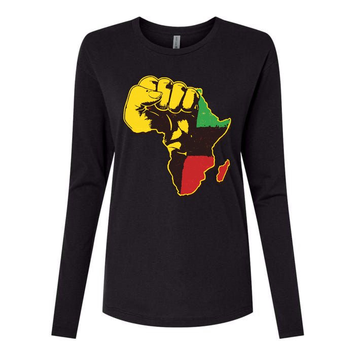 African Traditional Colors Protest Fist Womens Cotton Relaxed Long Sleeve T-Shirt