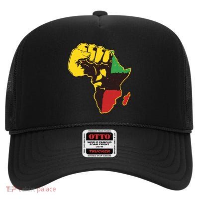 African Traditional Colors Protest Fist High Crown Mesh Back Trucker Hat
