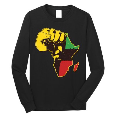 African Traditional Colors Protest Fist Long Sleeve Shirt
