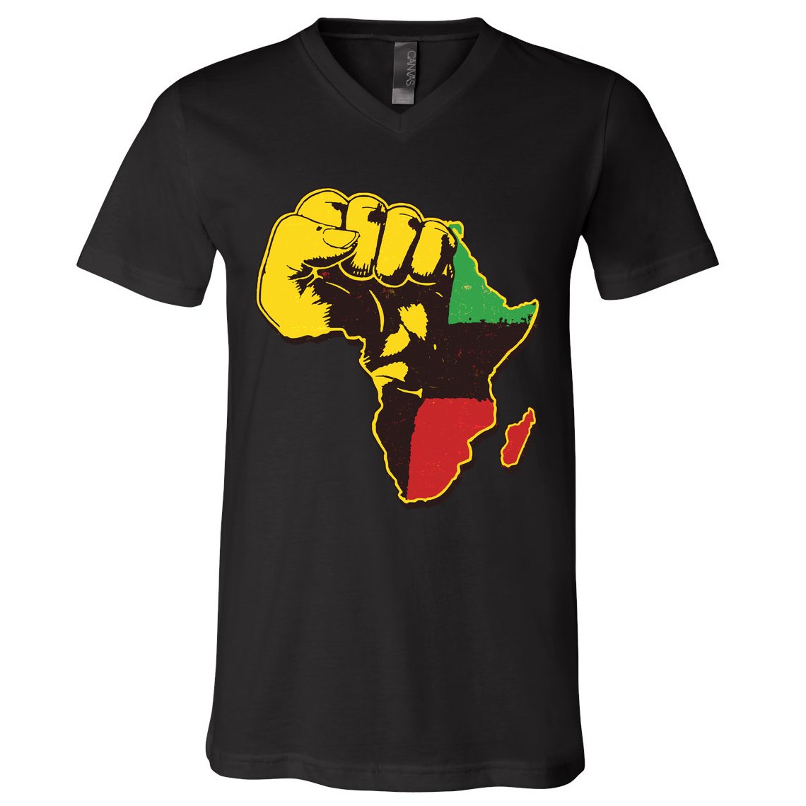 African Traditional Colors Protest Fist V-Neck T-Shirt