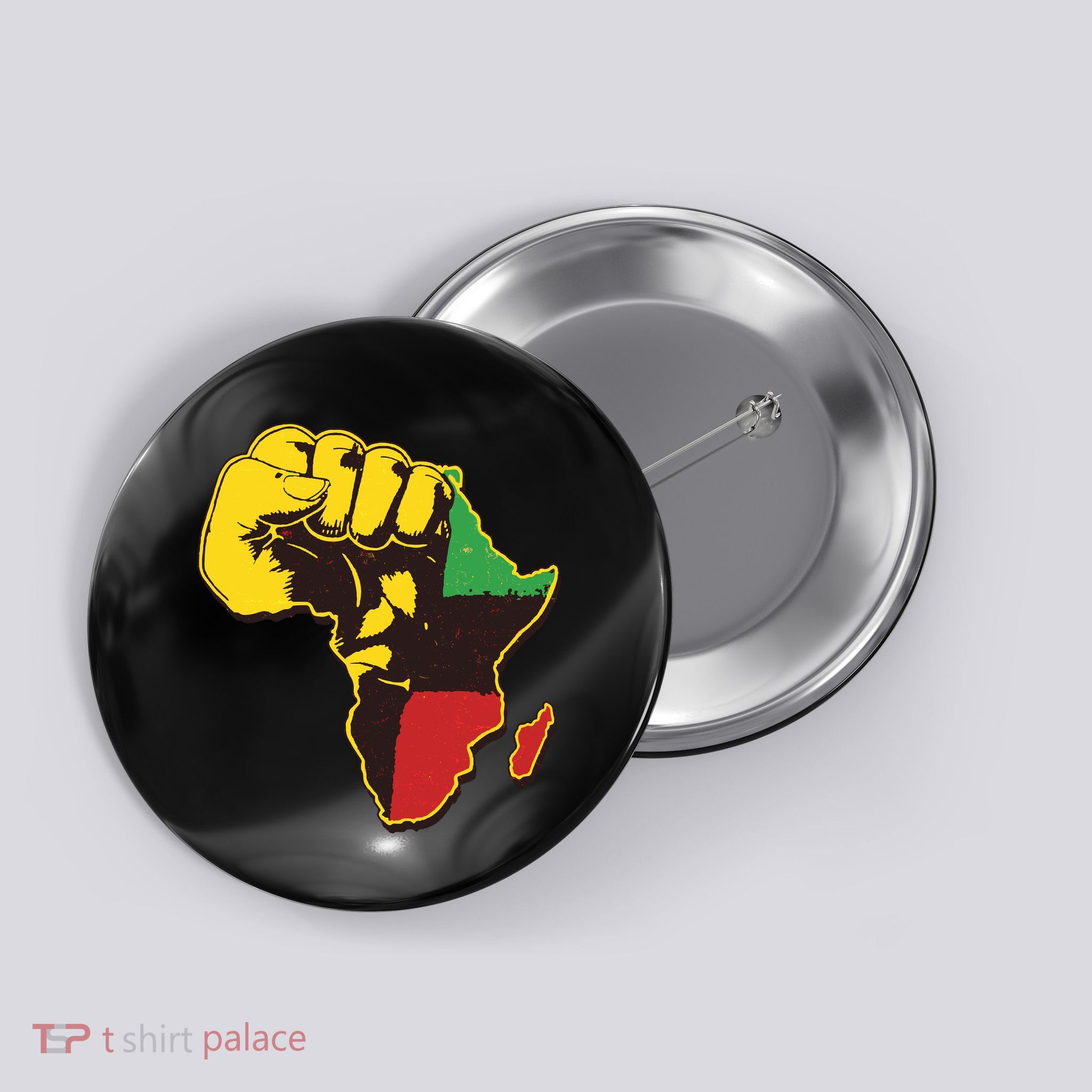African Traditional Colors Protest Fist Button