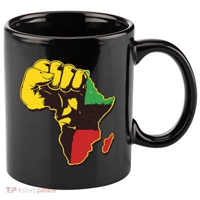 African Traditional Colors Protest Fist 11oz C Handle Ceramic Mug