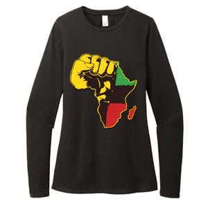 African Traditional Colors Protest Fist Womens CVC Long Sleeve Shirt