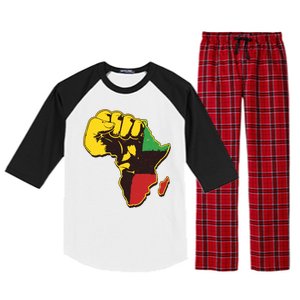 African Traditional Colors Protest Fist Raglan Sleeve Pajama Set