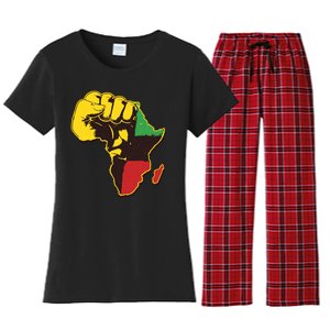 African Traditional Colors Protest Fist Women's Flannel Pajama Set