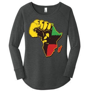 African Traditional Colors Protest Fist Women's Perfect Tri Tunic Long Sleeve Shirt