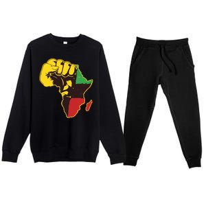 African Traditional Colors Protest Fist Premium Crewneck Sweatsuit Set