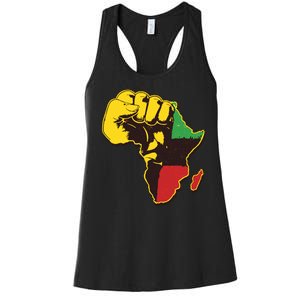 African Traditional Colors Protest Fist Women's Racerback Tank