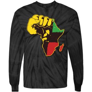 African Traditional Colors Protest Fist Tie-Dye Long Sleeve Shirt