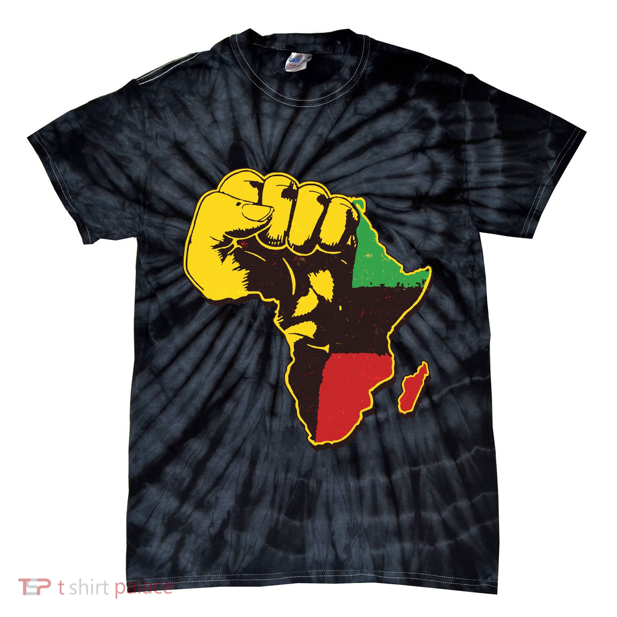 African Traditional Colors Protest Fist Tie-Dye T-Shirt