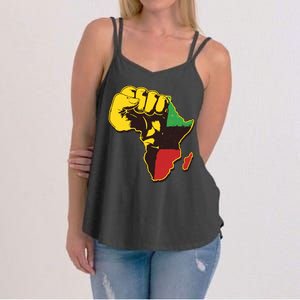 African Traditional Colors Protest Fist Women's Strappy Tank