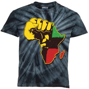 African Traditional Colors Protest Fist Kids Tie-Dye T-Shirt