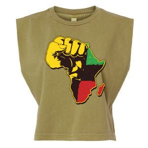 African Traditional Colors Protest Fist Garment-Dyed Women's Muscle Tee