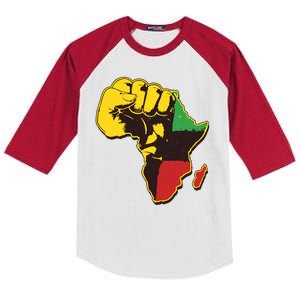 African Traditional Colors Protest Fist Kids Colorblock Raglan Jersey