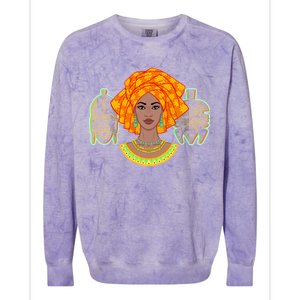 African Woman With Tribal Masks Colorblast Crewneck Sweatshirt