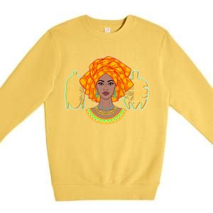 African Woman With Tribal Masks Premium Crewneck Sweatshirt