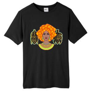 African Woman With Tribal Masks Tall Fusion ChromaSoft Performance T-Shirt