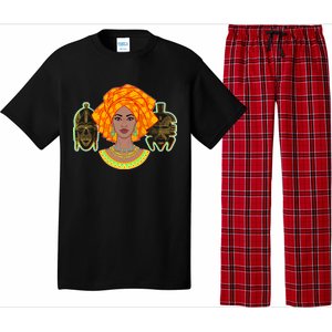 African Woman With Tribal Masks Pajama Set