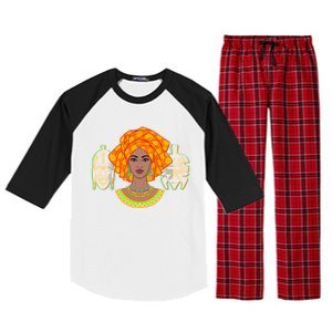 African Woman With Tribal Masks Raglan Sleeve Pajama Set