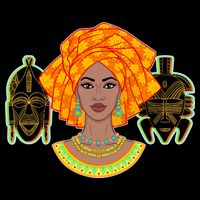 African Woman With Tribal Masks 16 in Basic Backpack