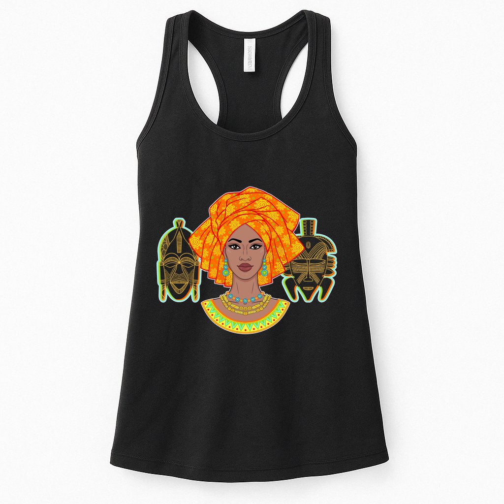 African Woman With Tribal Masks Womens Tank Top
