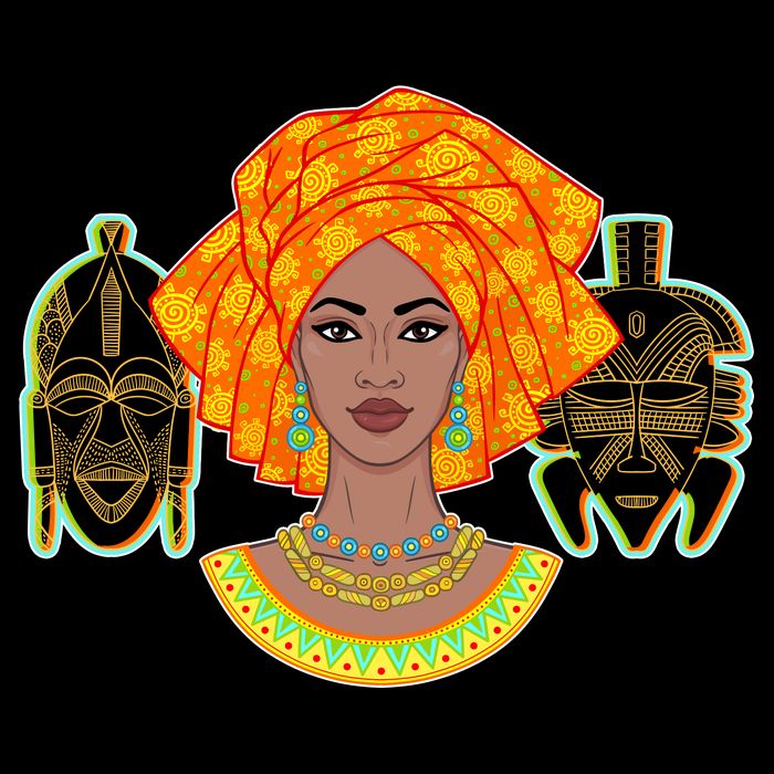 African Woman With Tribal Masks Womens Tank Top