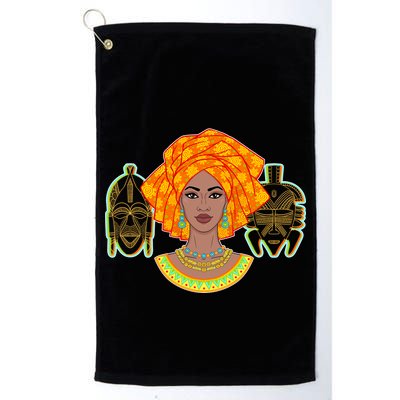 African Woman With Tribal Masks Golf Towel