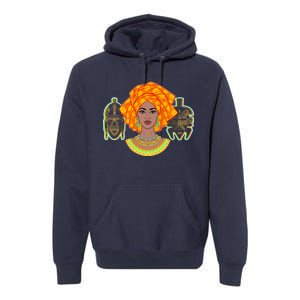 African Woman With Tribal Masks Premium Hoodie