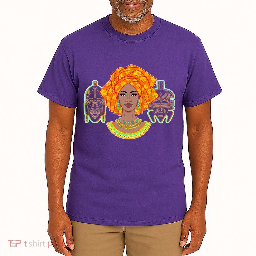 African Woman With Tribal Masks Tall T-Shirt