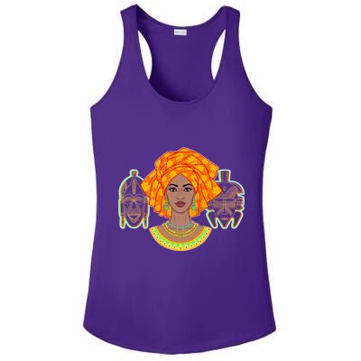 African Woman With Tribal Masks Ladies PosiCharge Competitor Racerback Tank