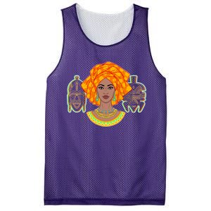 African Woman With Tribal Masks Mesh Reversible Basketball Jersey Tank