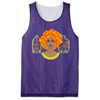 African Woman With Tribal Masks Mesh Reversible Basketball Jersey Tank