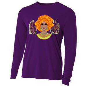 African Woman With Tribal Masks Cooling Performance Long Sleeve Crew