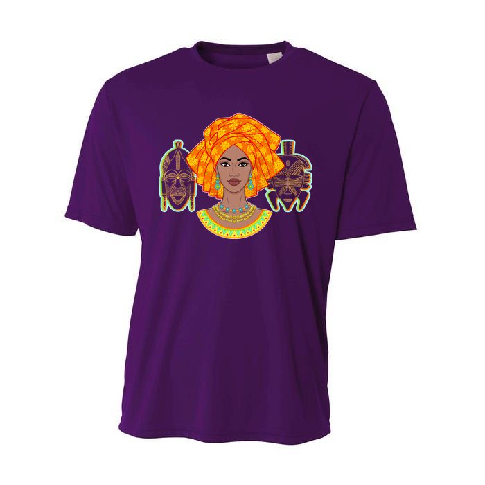 African Woman With Tribal Masks Performance Sprint T-Shirt