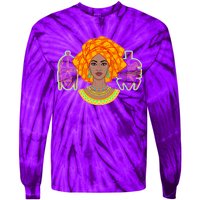 African Woman With Tribal Masks Tie-Dye Long Sleeve Shirt