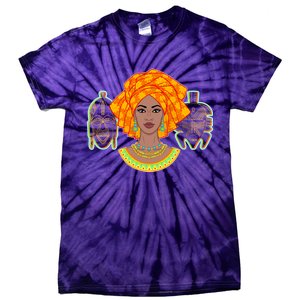 African Woman With Tribal Masks Tie-Dye T-Shirt