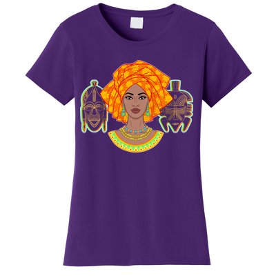 African Woman With Tribal Masks Women's T-Shirt