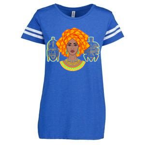 African Woman With Tribal Masks Enza Ladies Jersey Football T-Shirt