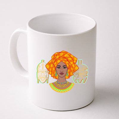 African Woman With Tribal Masks Coffee Mug